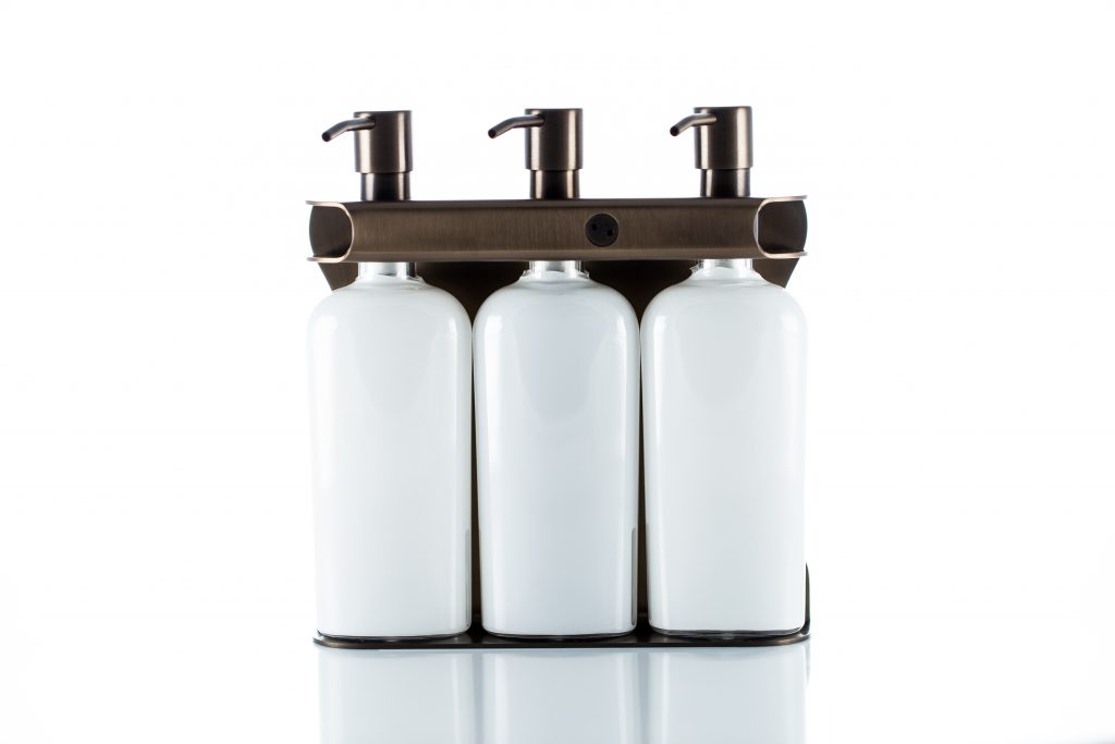 Linear Wire Lock Stainless Bottle Holder on Wall - Highly Adaptive to  Different Height Amenity Bottle, 35 Years Hotel & Bathroom Shower Soap  Dispensers Manufacturer